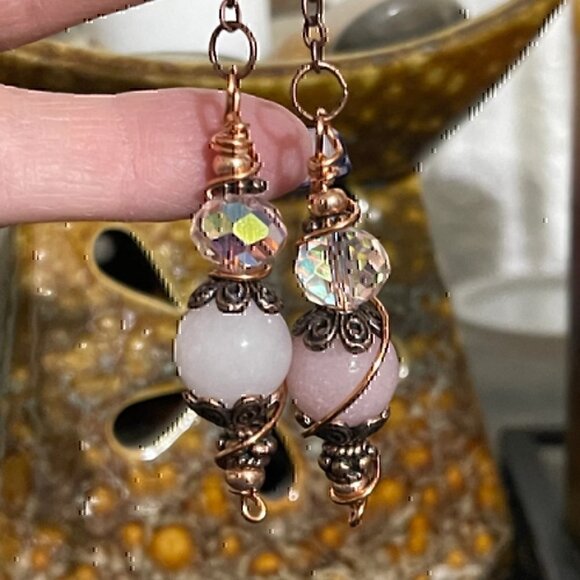 Handmade Mini Rose Quartz Crystal Copper Pendulum 5 inch By True Healing Source - Picture 6 of 9